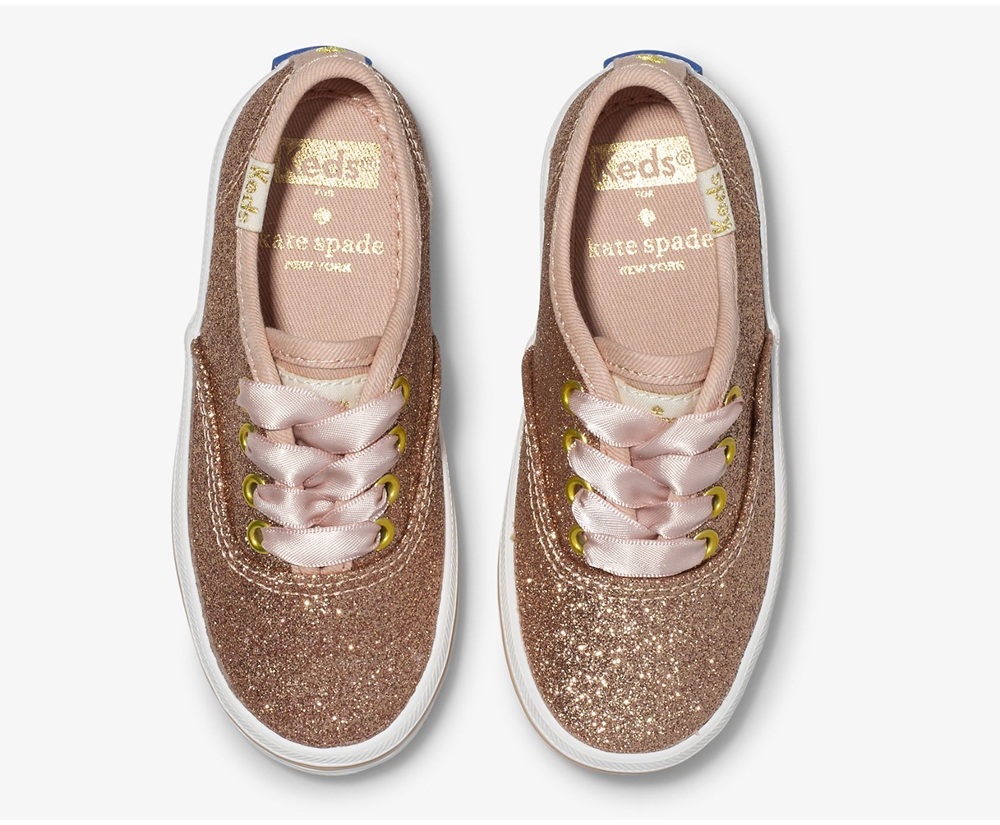 Basket Keds Enfant Rose Doré - Kate Spade New York Champion Glitter | IIV-94783592