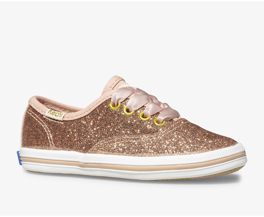 Basket Keds Enfant Rose Doré - Kate Spade New York Champion Glitter | IIV-94783592