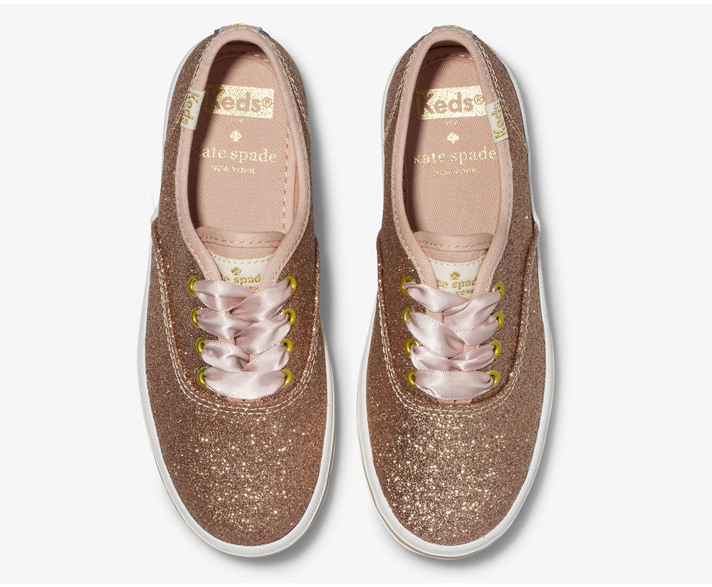 Basket Keds Enfant Rose Doré - Kate Spade New York Champion Glitter | PSX-82558163