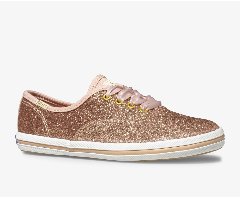 Basket Keds Enfant Rose Doré - Kate Spade New York Champion Glitter | PSX-82558163