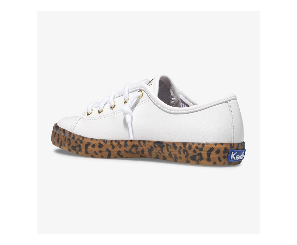 Basket Keds Enfant Blanche - Kickstart Leopard Foxing | ESK-60588226