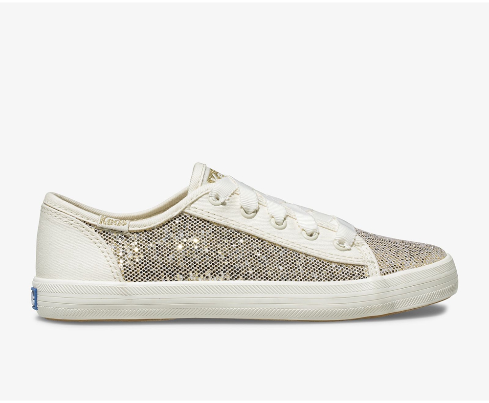 Basket Keds Enfant Blanche - Kickstart Metallic Sparkle | KJG-58688203