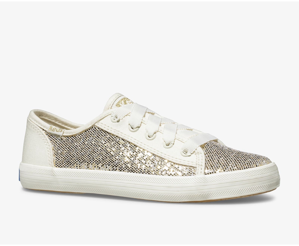 Basket Keds Enfant Blanche - Kickstart Metallic Sparkle | KJG-58688203