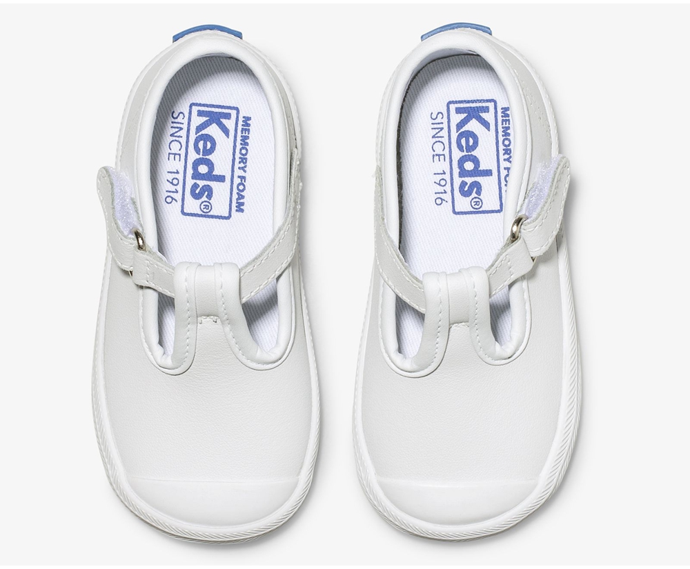 Slip Ons Keds Enfant Blanche - Champion Toe Cap T-Strap | ILC-59081647