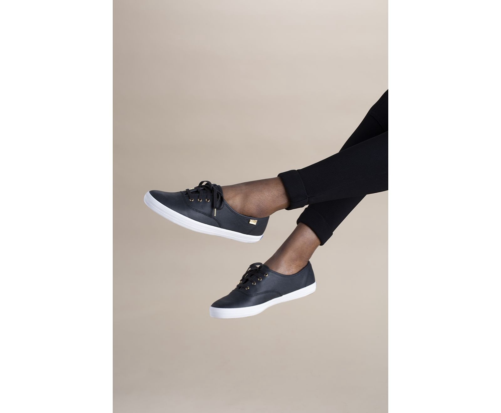 Basket Keds Femme Noir - Champion Luxe Cuir | DQW-56659979