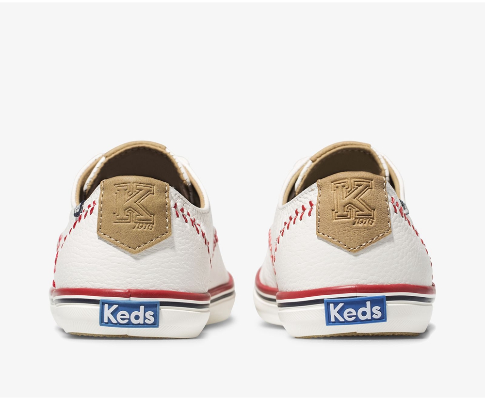 Basket Keds Femme Blanche - Champion Pennant Cuir | KCQ-45517921