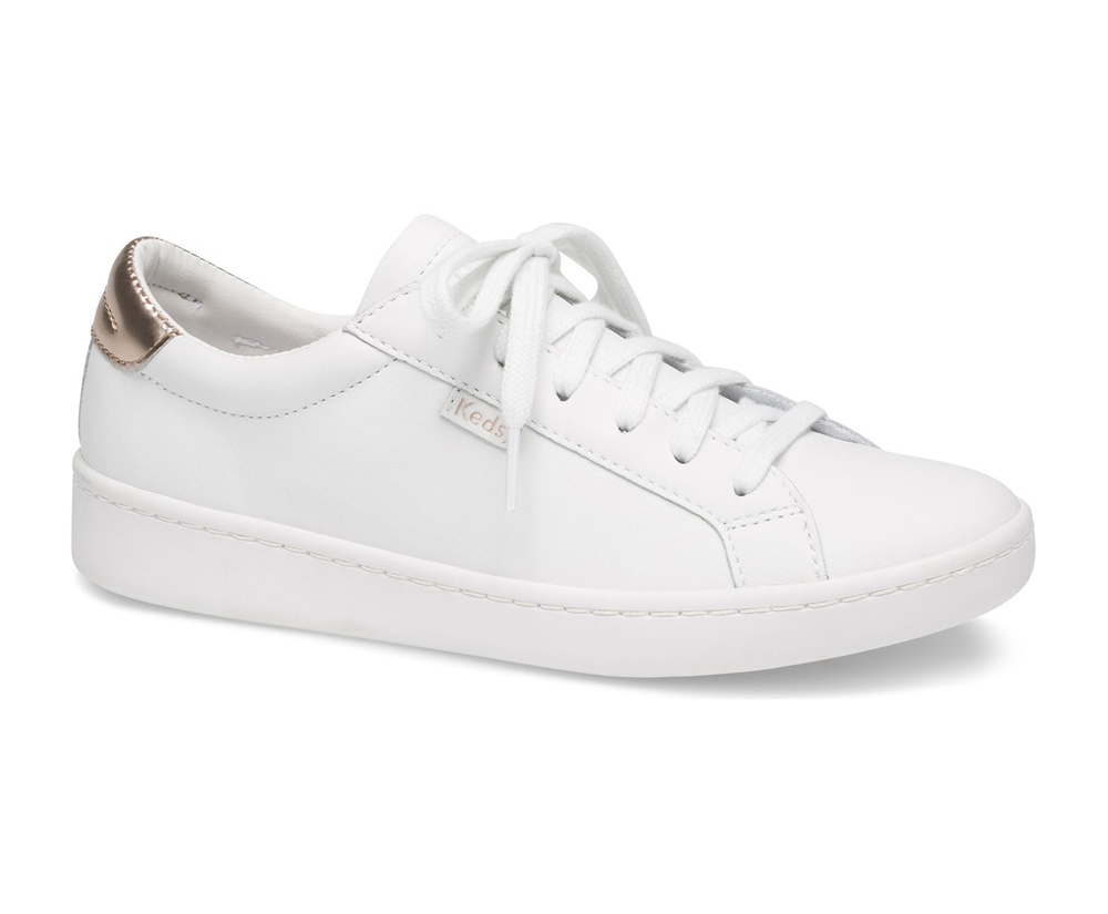 Basket Keds Femme Blanche - Ace Cuir | LWH-79613981