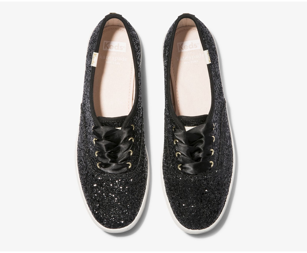 Basket Keds Femme Noir - Kate Spade New York Champion Glitter | XVQ-64358730