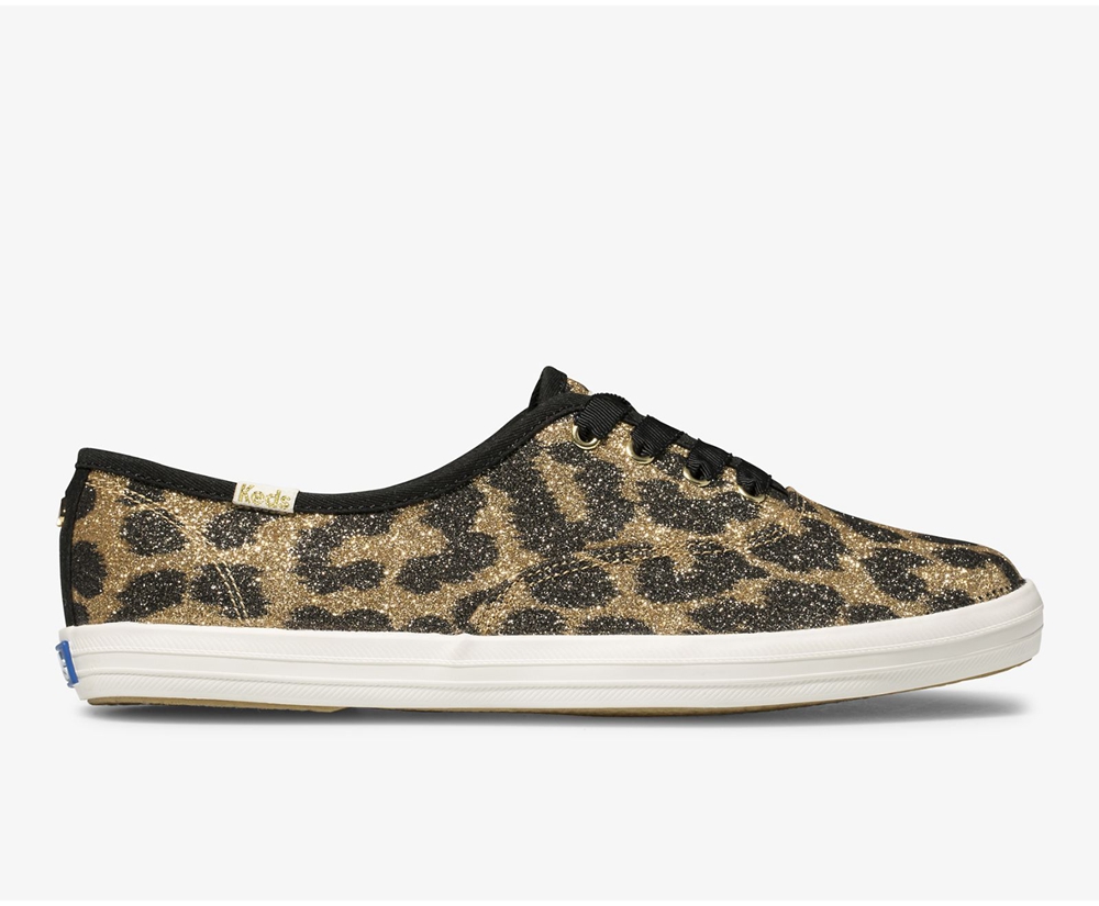 Basket Keds Femme Marron - Kate Spade New York Champion Glitter Leopard | SDL-71795497