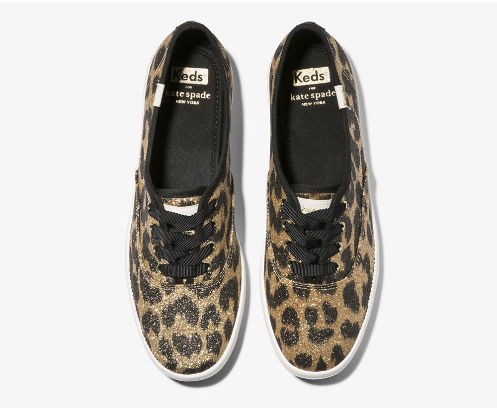 Basket Keds Femme Marron - Kate Spade New York Champion Glitter Leopard | SDL-71795497