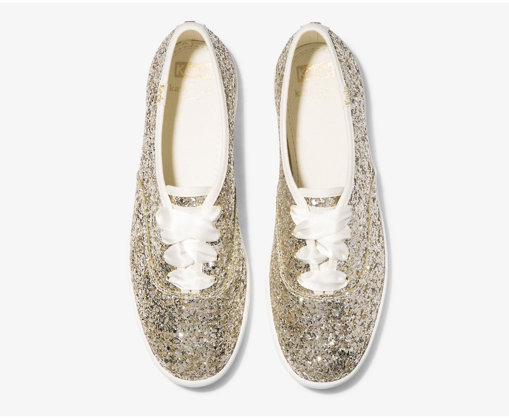 Basket Keds Femme Doré - Kate Spade New York Champion Glitter | LEU-95939922