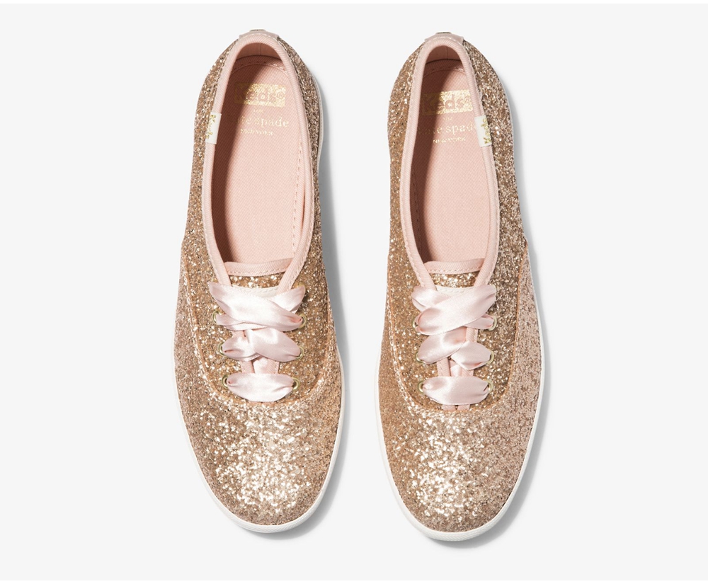 Basket Keds Femme Rose Doré - Kate Spade New York Champion Glitter | DCS-31502969