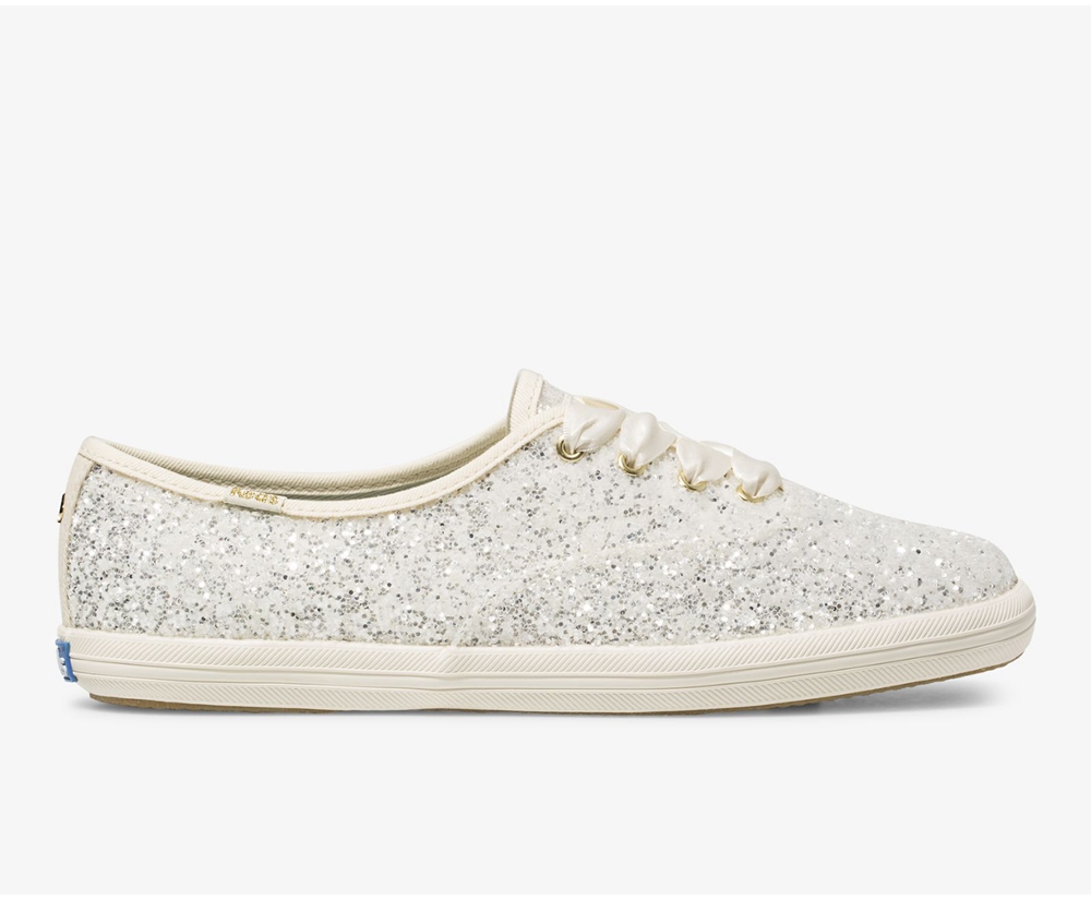 Basket Keds Femme Blanche - Kate Spade New York Champion Glitter | VEB-21554291