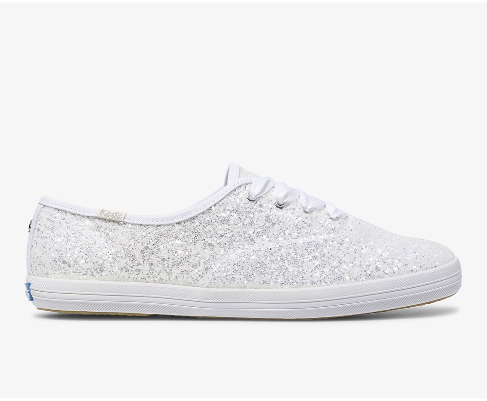 Basket Keds Femme Blanche - Kate Spade New York Champion Glitter | ICZ-59642698