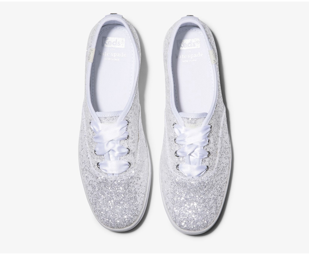 Basket Keds Femme Blanche - Kate Spade New York Champion Glitter | ICZ-59642698