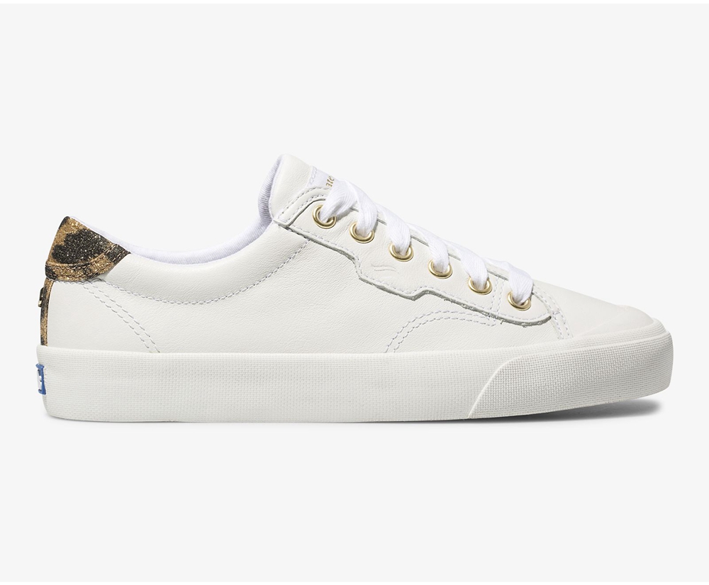 Basket Keds Femme Blanche - Kate Spade New York Crew Kick 75 Cuir | NCK-78191519