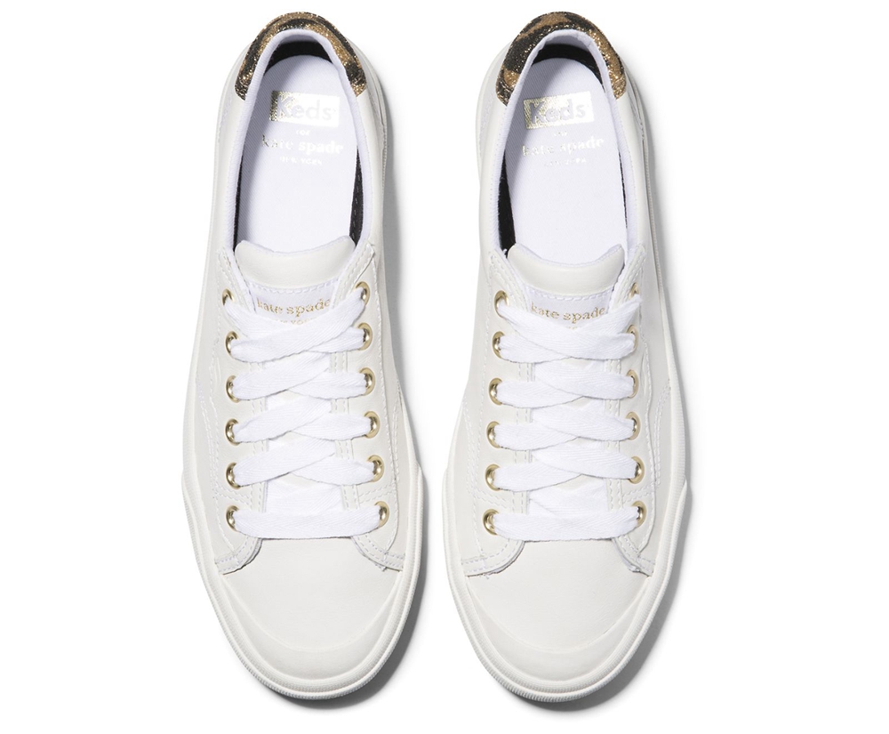 Basket Keds Femme Blanche - Kate Spade New York Crew Kick 75 Cuir | NCK-78191519