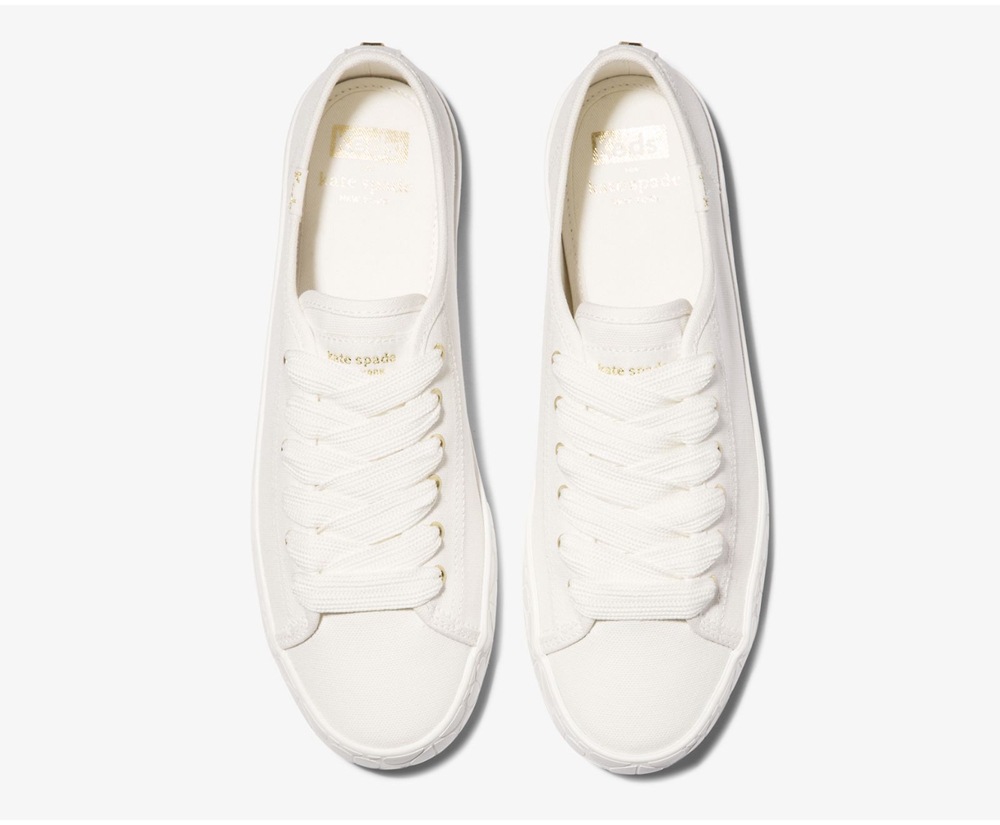 Basket Keds Femme Blanche - Kate Spade New York Kickstart Logo Foxing | JWF-45139928