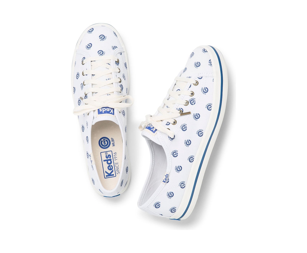 Basket Keds Femme Blanche/Bleu - Kickstart Mlb? | EWO-73522599