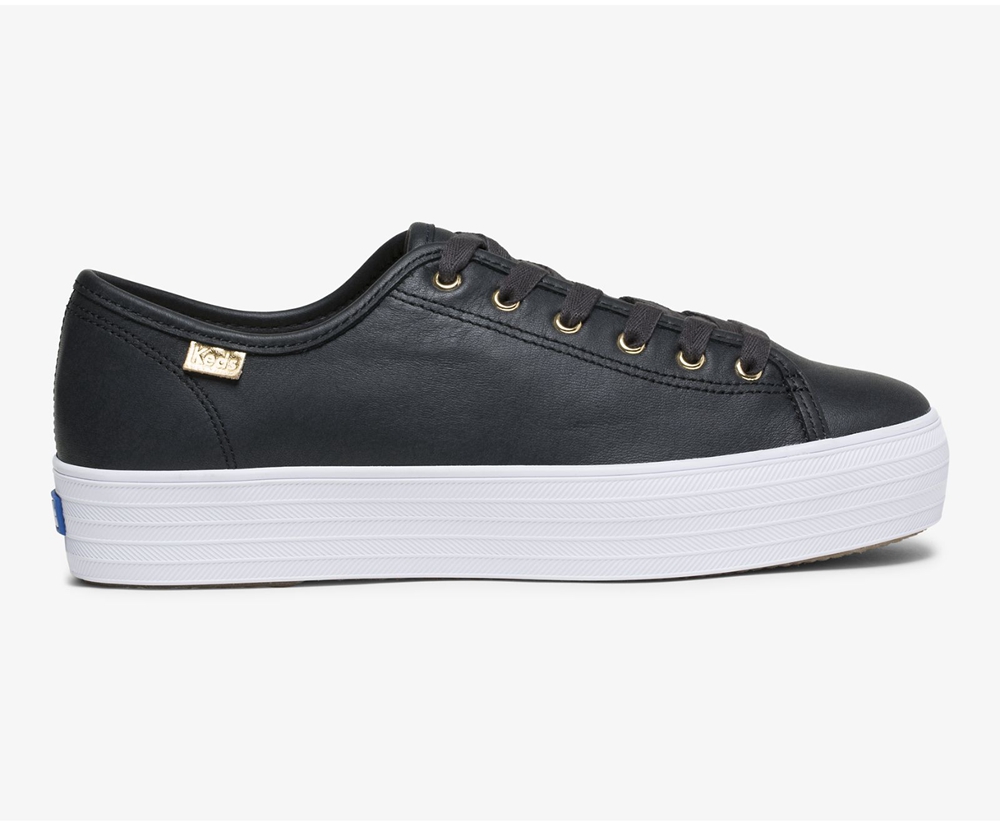 Basket Keds Femme Noir - Triple Kick Luxe Cuir | FKN-57905782