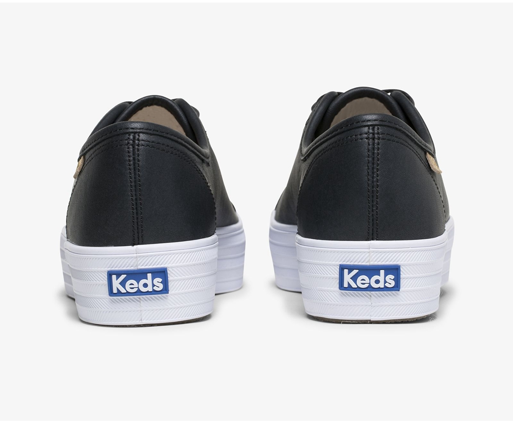 Basket Keds Femme Noir - Triple Kick Luxe Cuir | FKN-57905782