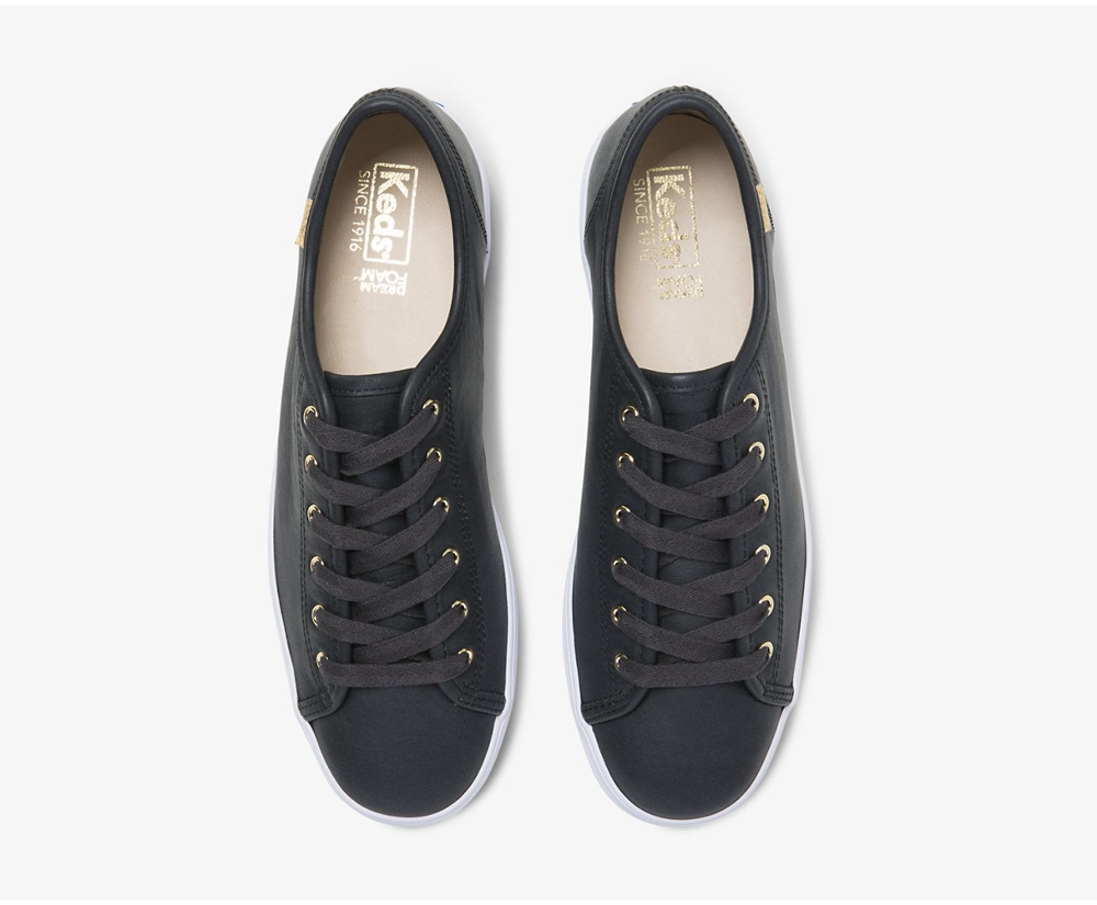 Basket Keds Femme Noir - Triple Kick Luxe Cuir | FKN-57905782