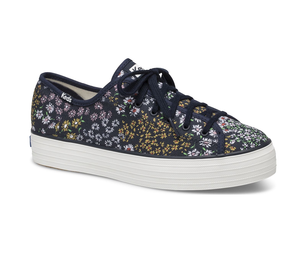 Basket Keds Femme Bleu Marine - Triple Kick Floral | MNP-41507516