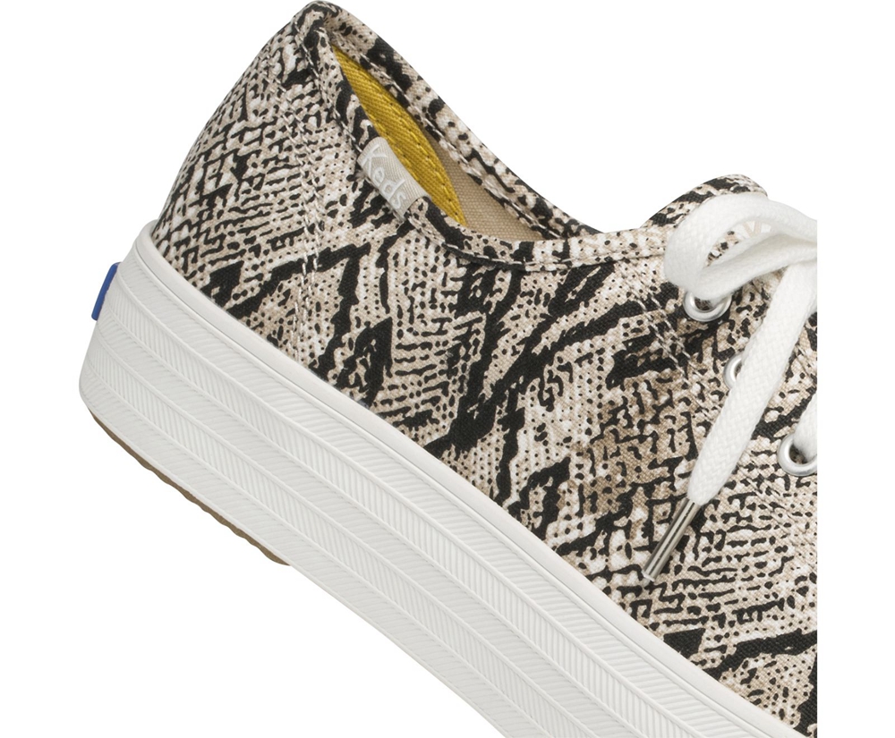 Basket Keds Femme Blanche/Noir - Triple Kick Snake | QHI-69579067