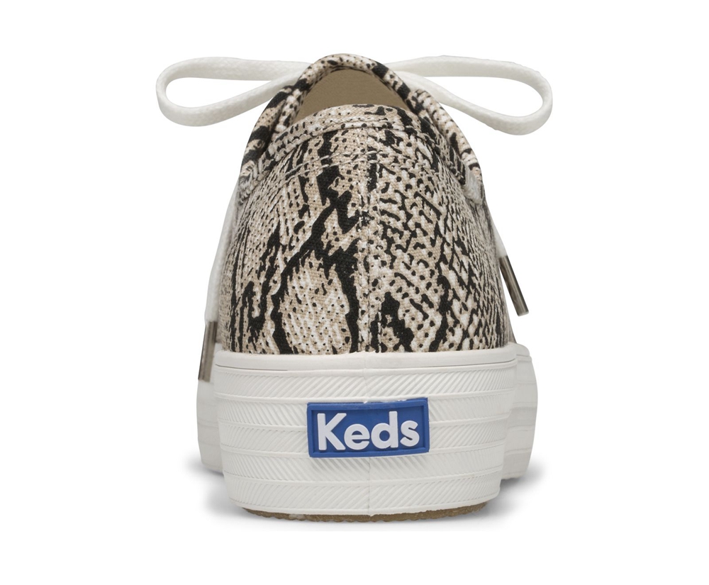 Basket Keds Femme Blanche/Noir - Triple Kick Snake | QHI-69579067