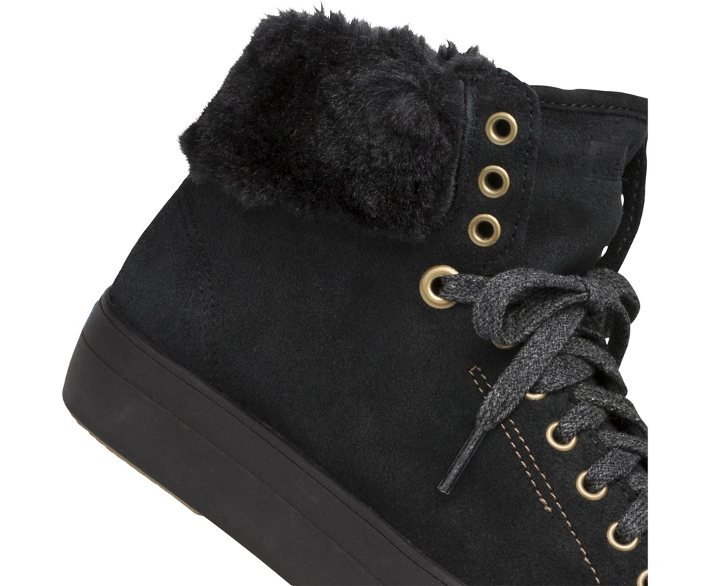 Basket Keds Femme Noir - Rise Hi Suede Faux Fur | DCJ-35172273