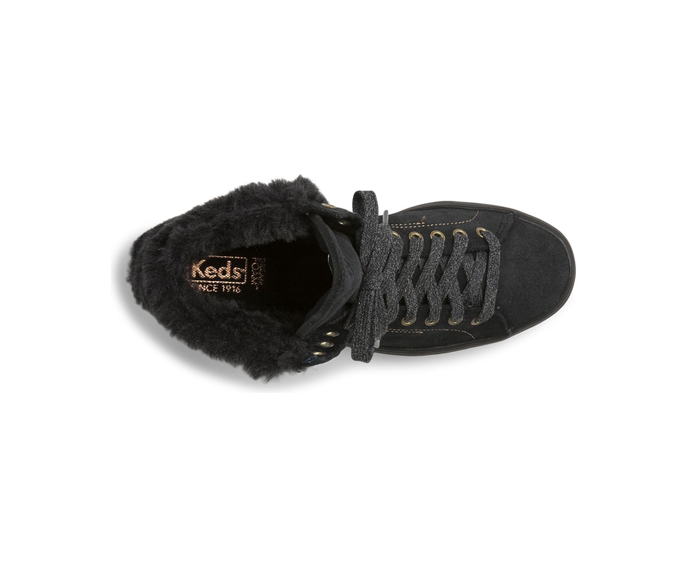 Basket Keds Femme Noir - Rise Hi Suede Faux Fur | DCJ-35172273