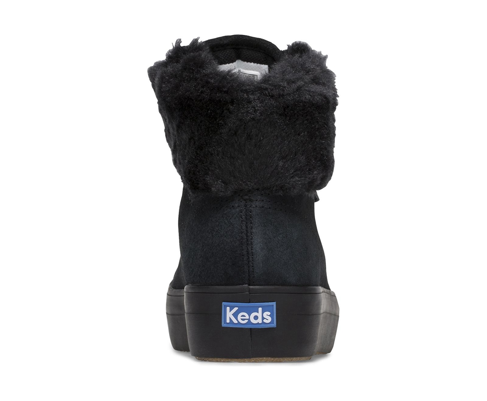 Basket Keds Femme Noir - Rise Hi Suede Faux Fur | DCJ-35172273