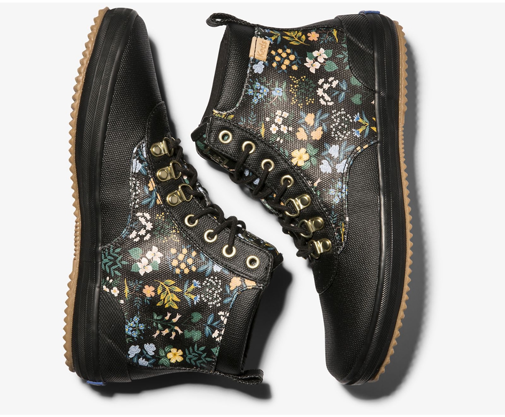 Bottes Keds Femme Noir - Rifle Paper Co. Scout Water-Resistant Toile Wildflower | RPQ-86357092