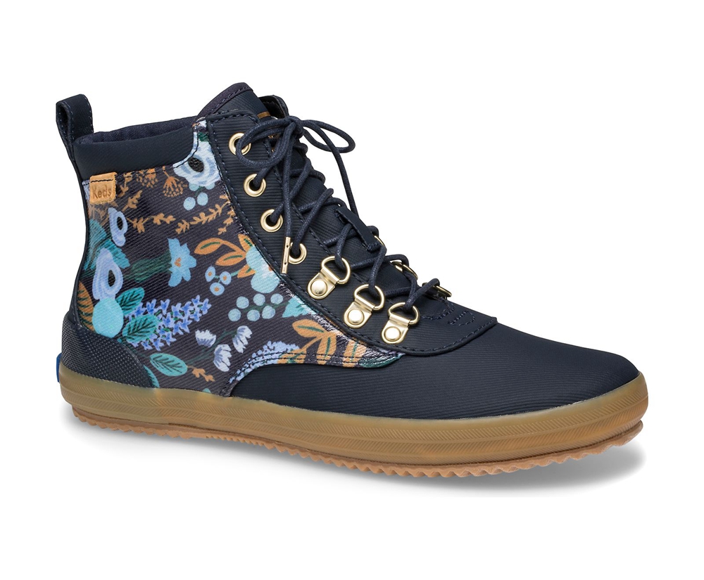 Bottes Keds Femme Bleu Marine - Rifle Paper Co. Scout Water-Resistant Garden Party | FIE-56685162