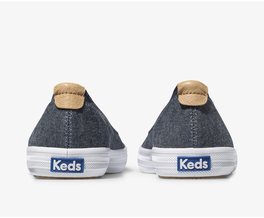 Slip Ons Keds Femme Bleu Marine - Bryn Chambray | TEN-31896675