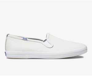 Slip Ons Keds Femme Blanche - Champion Slip On Cuir | XWG-66093844