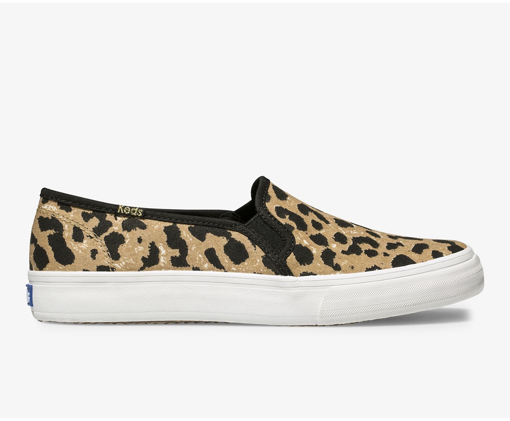 Slip Ons Keds Femme Marron - Double Decker Leopard | NGC-32730454