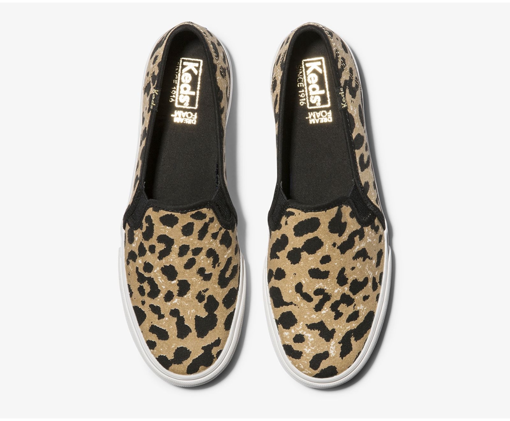 Slip Ons Keds Femme Marron - Double Decker Leopard | NGC-32730454