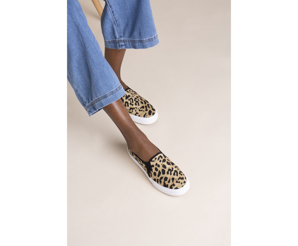 Slip Ons Keds Femme Marron - Double Decker Leopard | NGC-32730454