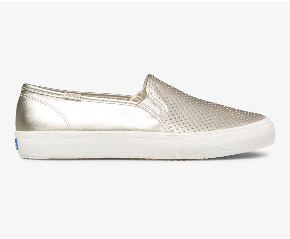 Slip Ons Keds Femme Doré - Double Decker Metallic | UNM-76577266