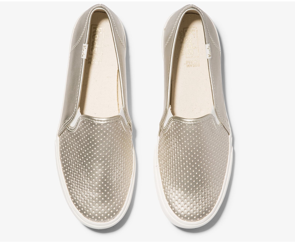 Slip Ons Keds Femme Doré - Double Decker Metallic | UNM-76577266