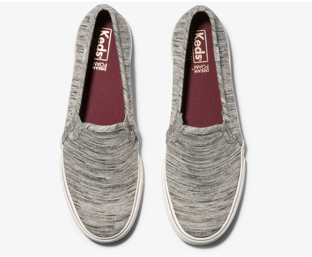 Slip Ons Keds Femme Grise - Double Decker Heathered Stripe Knit | ALV-94541959