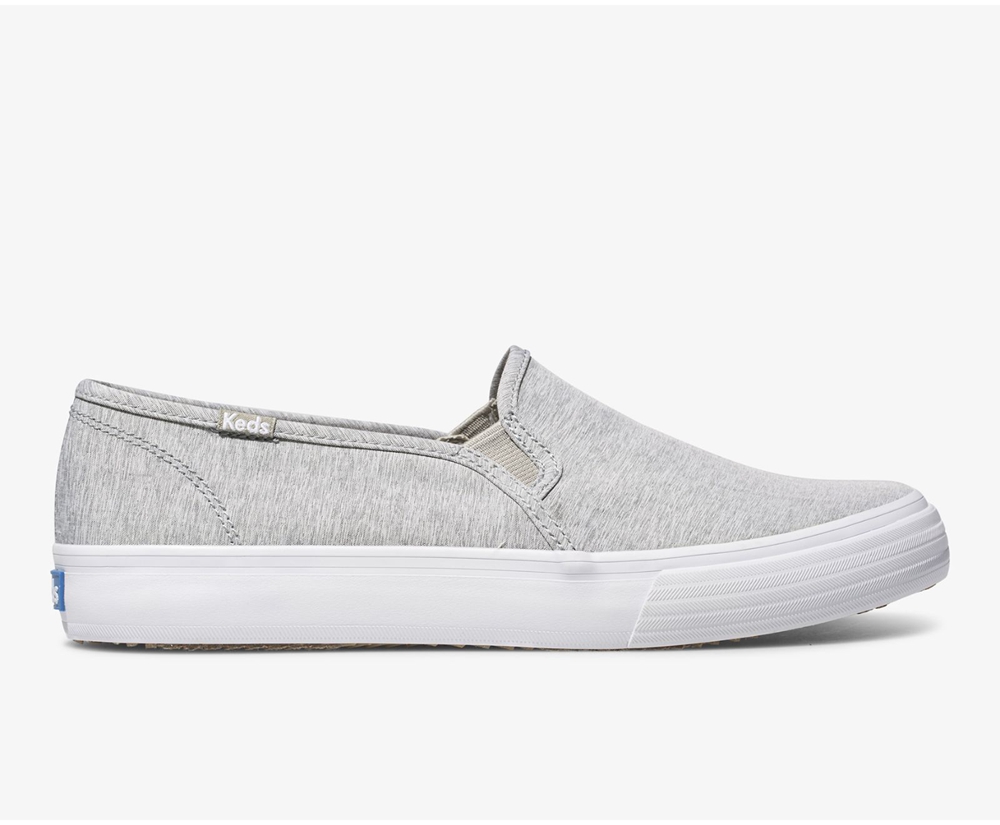 Slip Ons Keds Femme Grise - Double Decker Heathered Woven | JEM-83297432