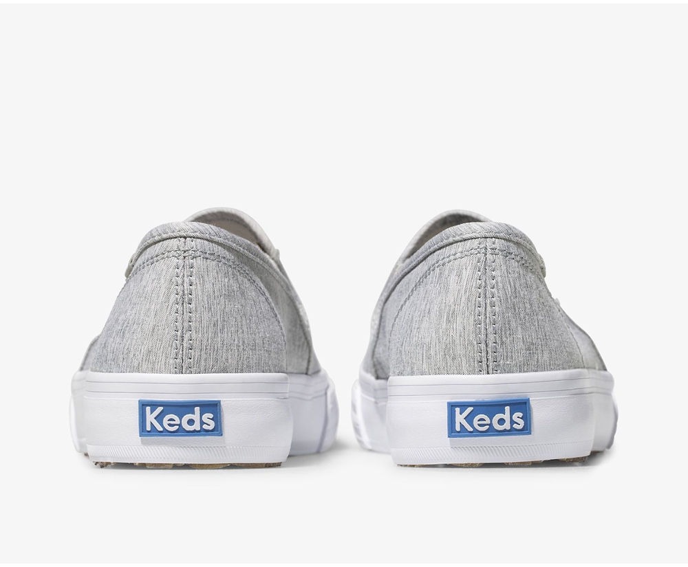 Slip Ons Keds Femme Grise - Double Decker Heathered Woven | JEM-83297432