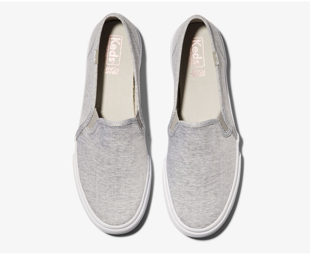 Slip Ons Keds Femme Grise - Double Decker Heathered Woven | JEM-83297432