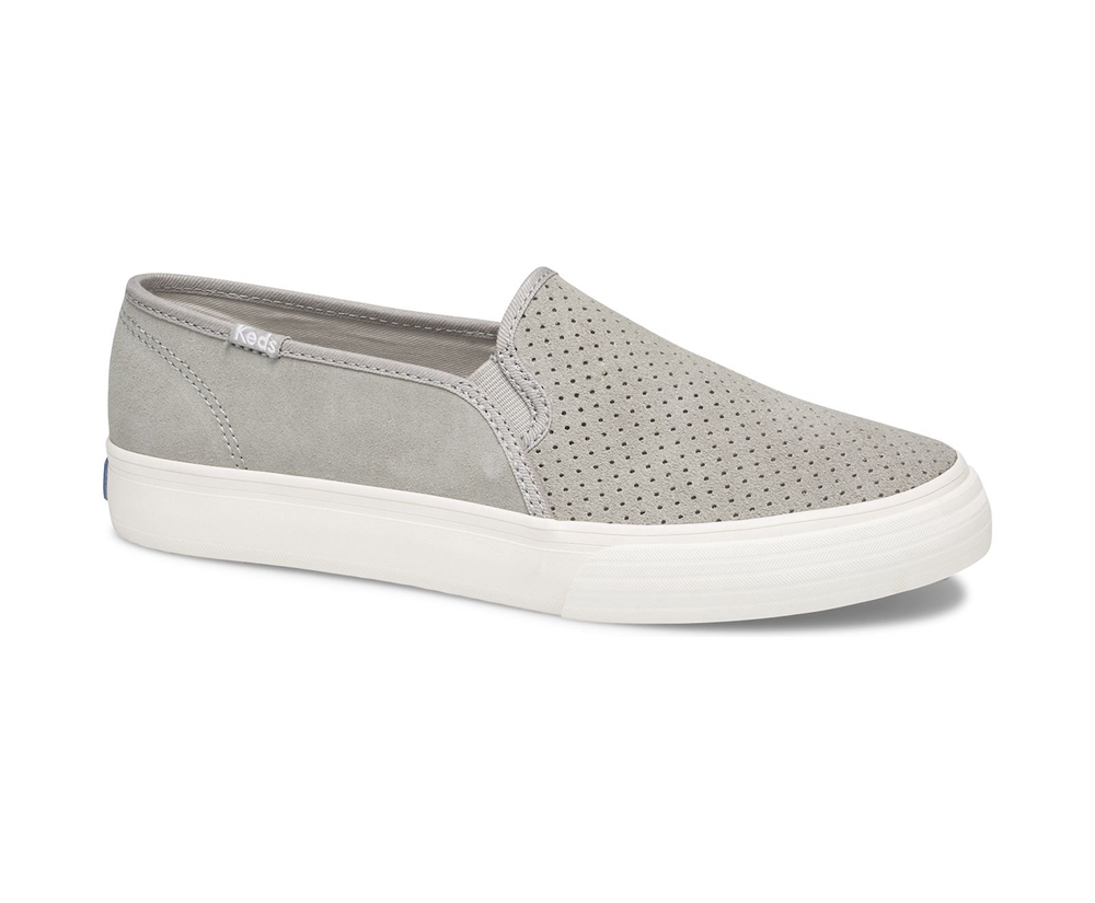 Slip Ons Keds Femme Grise - Double Decker Perf Suede | PZO-38383805