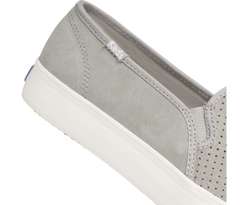 Slip Ons Keds Femme Grise - Double Decker Perf Suede | PZO-38383805