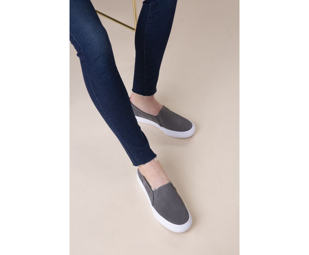 Slip Ons Keds Femme Grise - Double Decker Suede | EGP-24507427