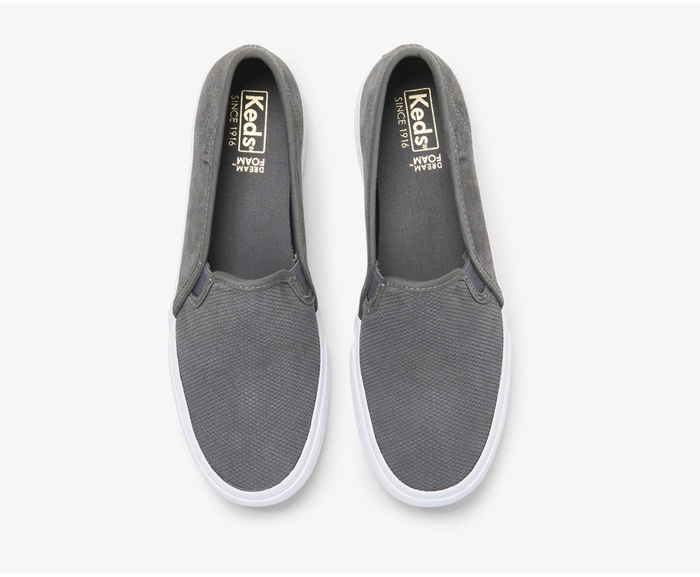 Slip Ons Keds Femme Grise - Double Decker Suede | EGP-24507427