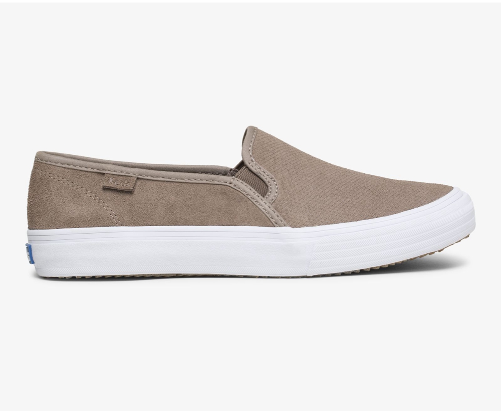 Slip Ons Keds Femme Grise - Double Decker Suede | NOK-21434608